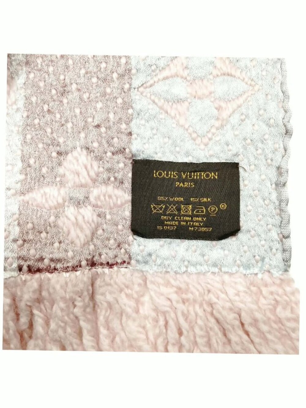 Authentic Louis Vuitton Monogram Wool Scarf Pink Fringe - Picture 10 of 10